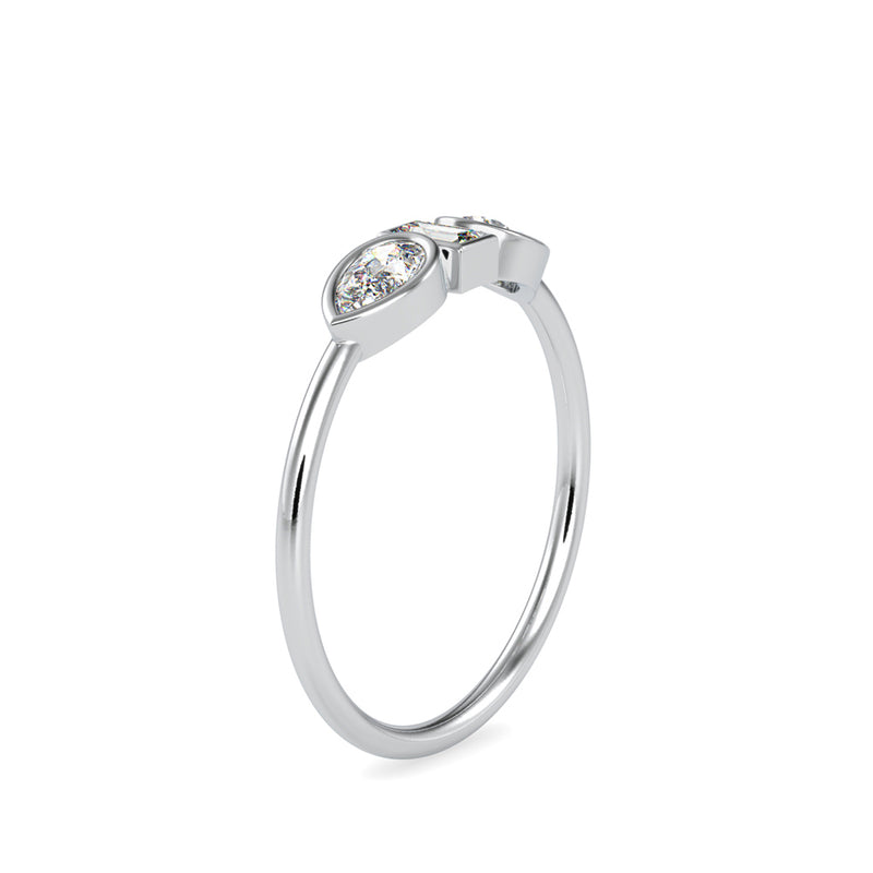 Lucila Pear Baguette Diamond Ring White Gold