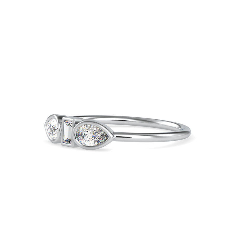 Lucila Pear Baguette Diamond Ring White Gold