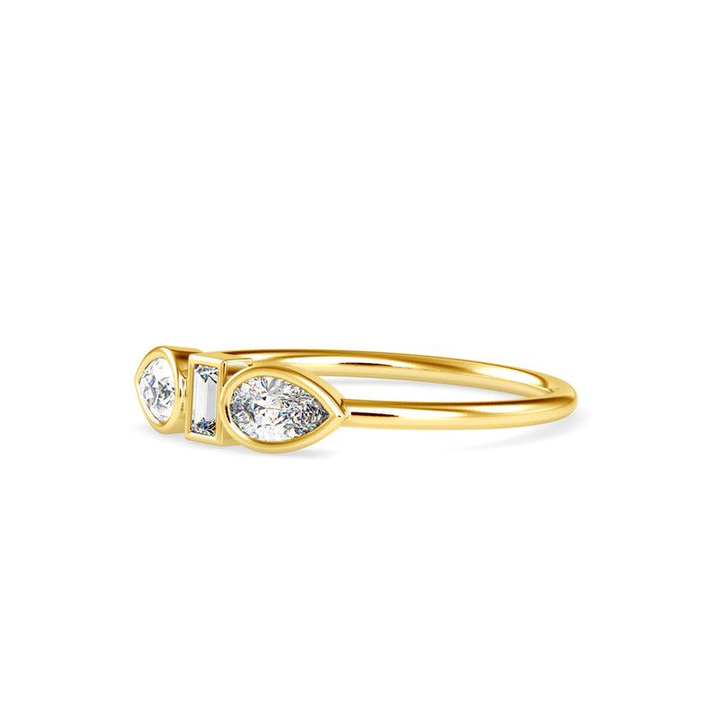 Lucila Pear Baguette Diamond Ring Yellow Gold