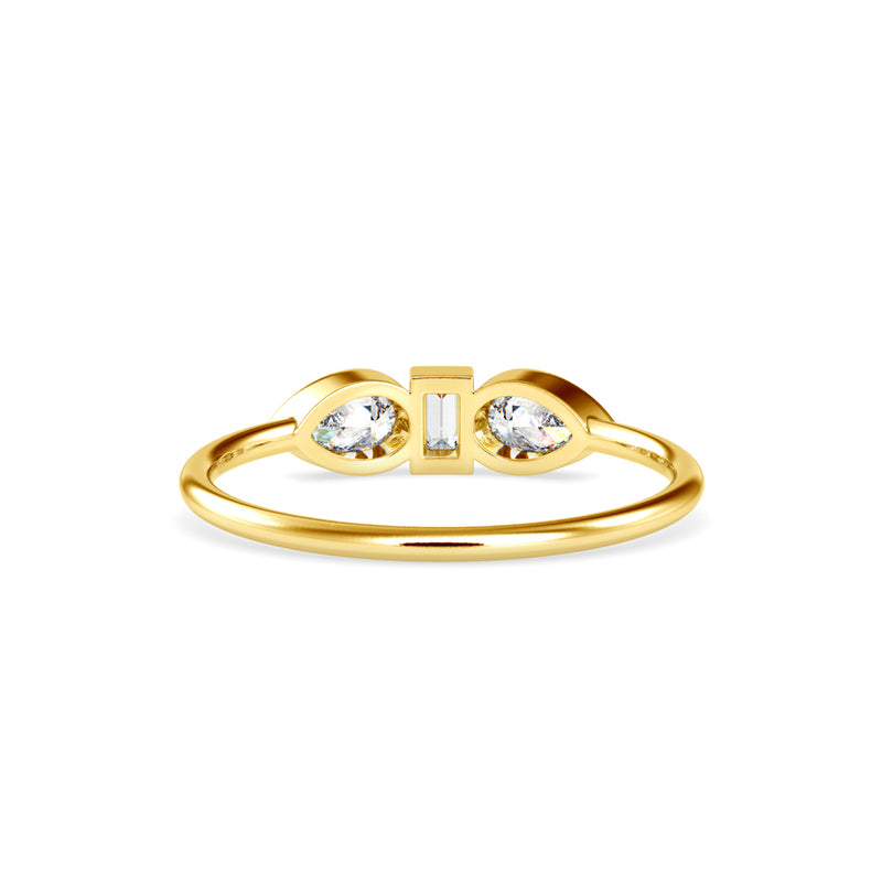 Lucila Pear Baguette Diamond Ring Yellow Gold