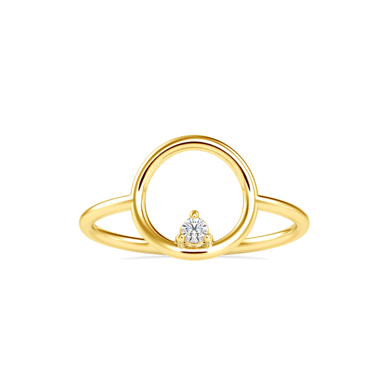 Odo Delicate Round Diamond Ring Yellow Gold