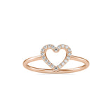 Pure Empty heart white Diamonds Ring Rose Gold