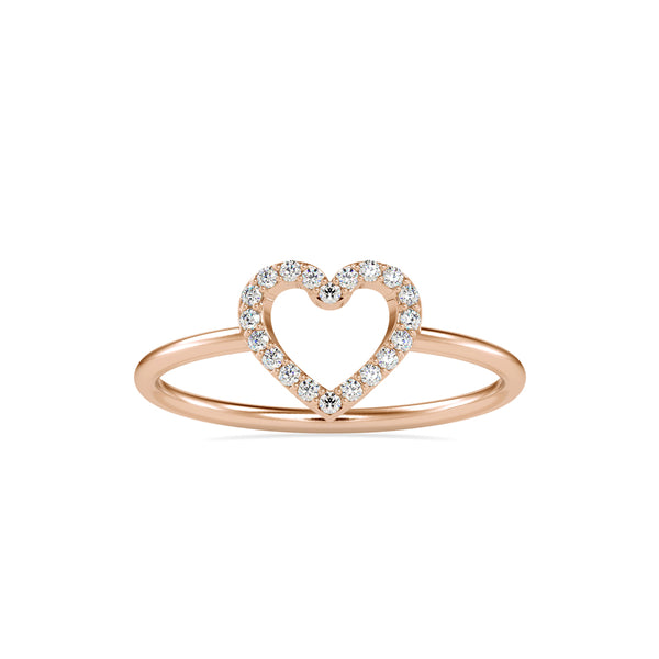 Pure Empty heart white Diamonds Ring Rose Gold