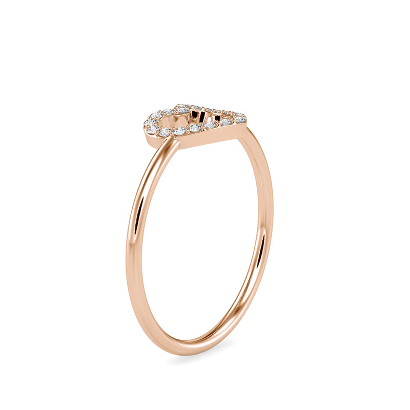 Pure Empty heart white Diamonds Ring Rose Gold