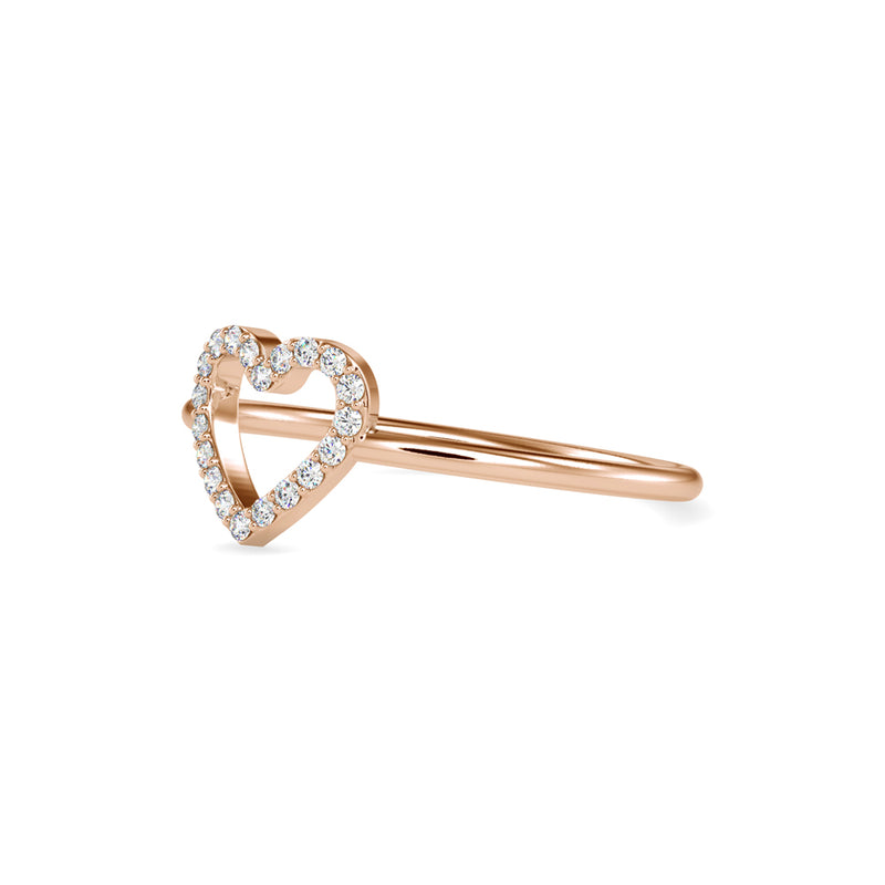 Pure Empty heart white Diamonds Ring Rose Gold