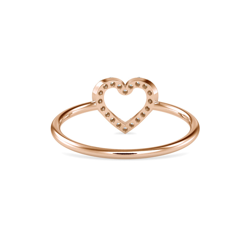 Pure Empty heart white Diamonds Ring Rose Gold