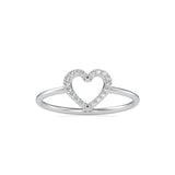 Pure Empty heart white Diamonds Ring White Gold