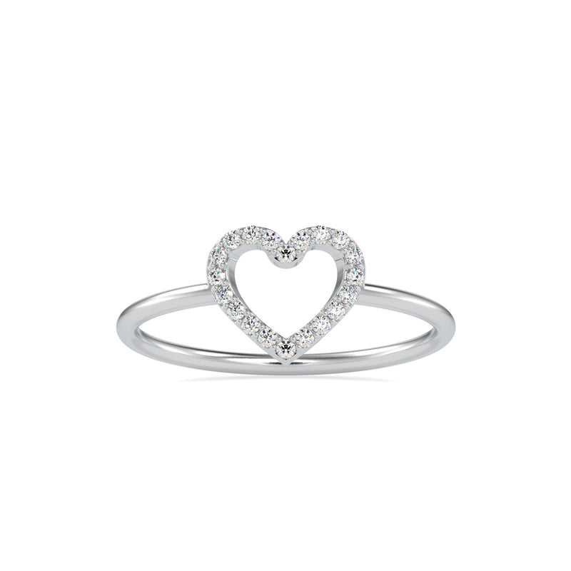 Pure Empty heart white Diamonds Ring White Gold