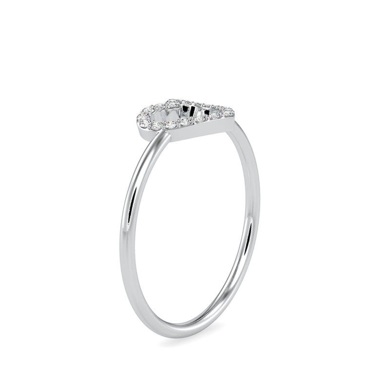 Pure Empty heart white Diamonds Ring White Gold