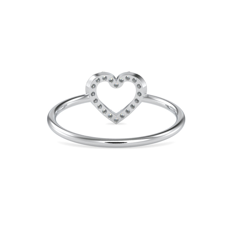 Pure Empty heart white Diamonds Ring White Gold