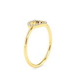 Pure Empty heart white Diamonds Ring Yellow Gold