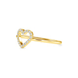 Pure Empty heart white Diamonds Ring Yellow Gold