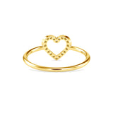 Pure Empty heart white Diamonds Ring Yellow Gold