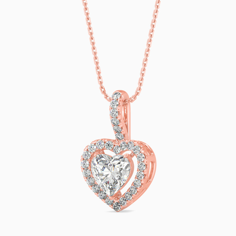 Heavenly Halos Solitaire Pendant Rose Gold