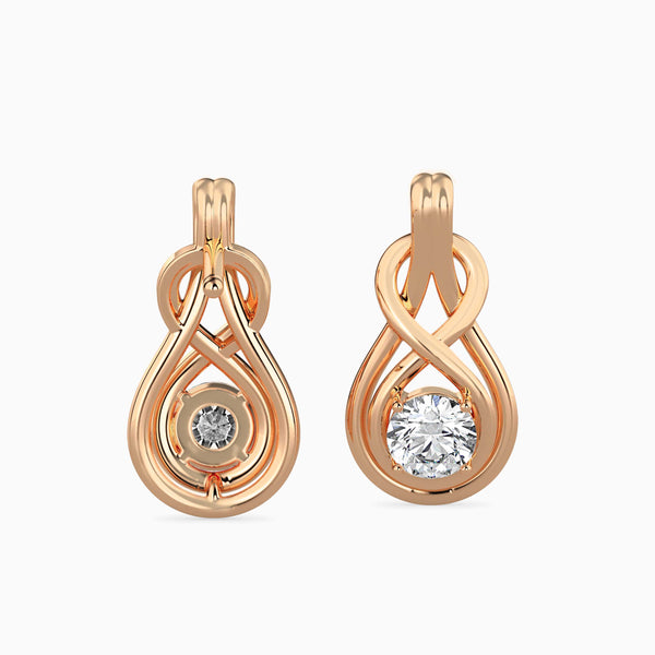 Lefou Solitaire Diamond Earring Rose Gold