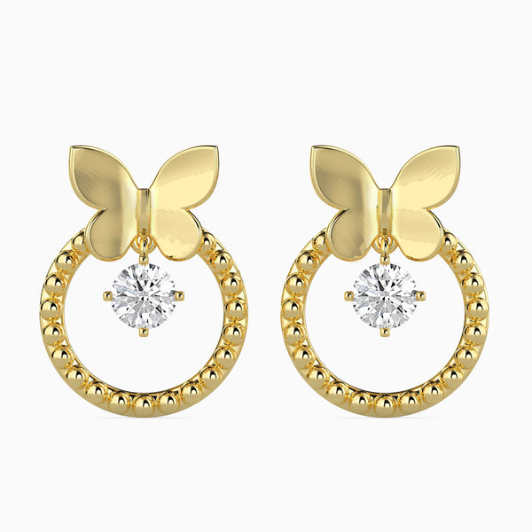 Arikara Solitaire Diamond Earring Yellow Gold