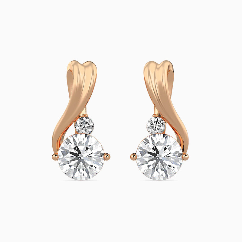 Piec Diamond Solitaire Earring Rose Gold