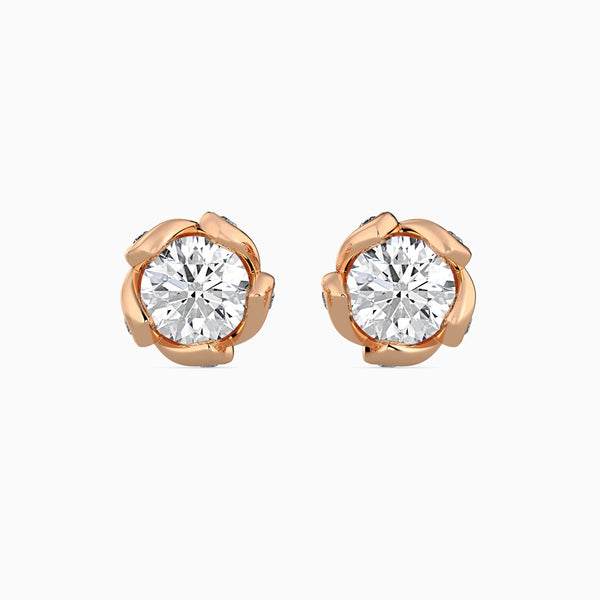 Marella Solitaire Diamond Earring Rose Gold