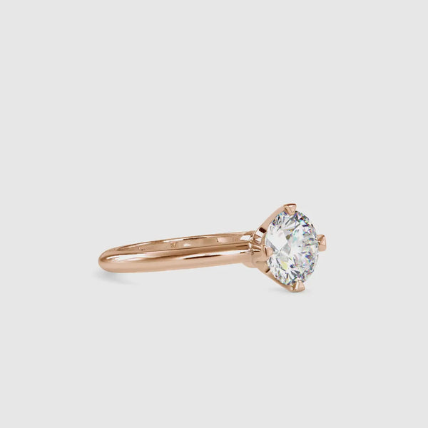 4 Prong Round Cut Diamond Engagement Ring Rose gold