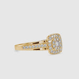 Retro Halo Diamond Stone Ring Yellow Gold