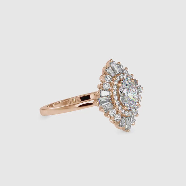 Big Oval Halo Diamond Engagement Ring Rose gold