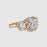 Three Princess Stone Chloe Diamond Ring Rose gold