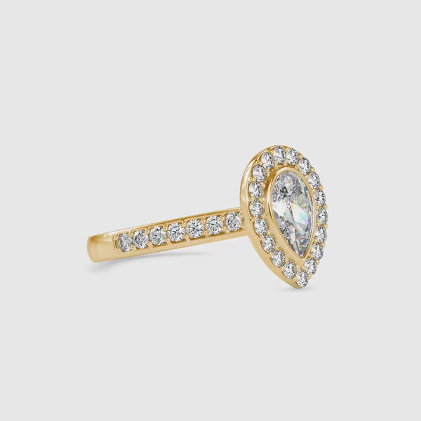 Empress Pear Stone Diamond Ring Yellow gold