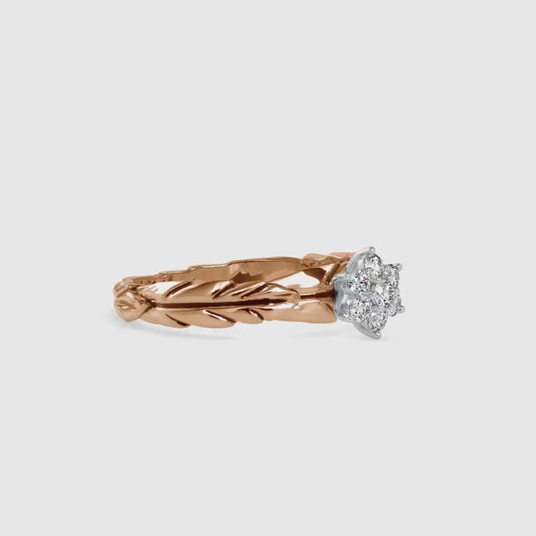 Diamond Leaf Crown Engagement Ring Rose gold