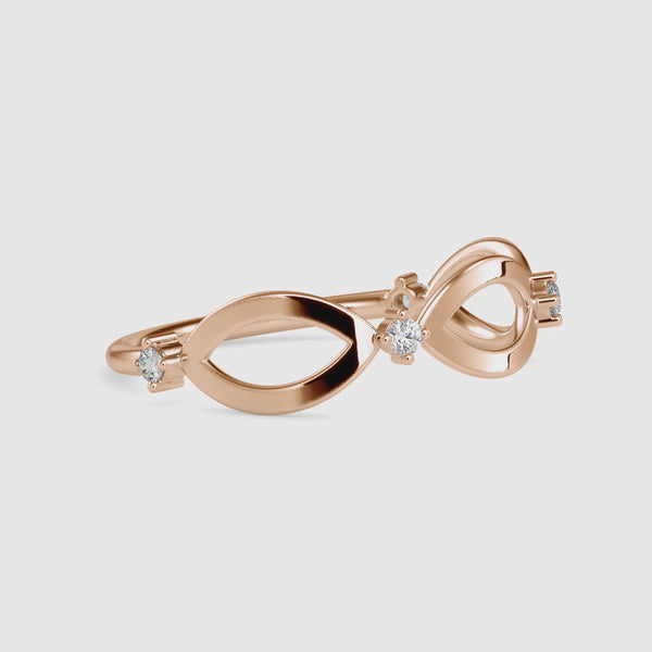 Infinity Delicate Round Diamond Ring Rose Gold