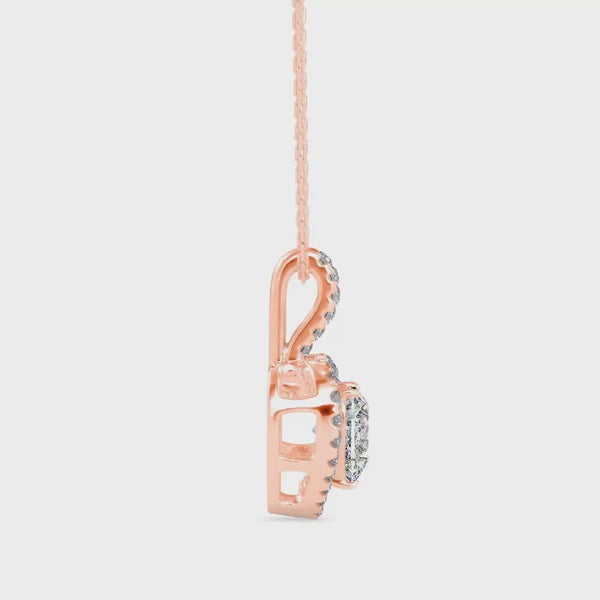 Heavenly Halos Solitaire Pendant Rose Gold
