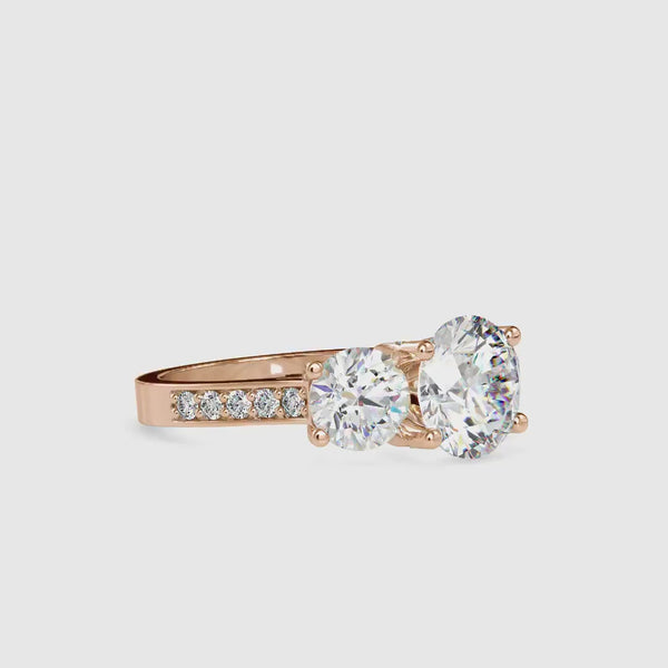 Daisy 3 Stone Diamond Engagement Ring Rose gold