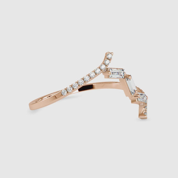 Half zig-zag Baguette Diamond Ring Rose Gold