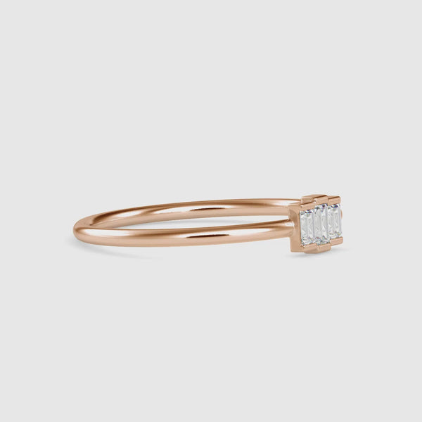 Trigona Baguette Diamond Ring Rose Gold