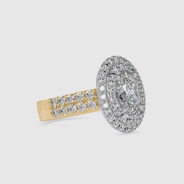 Honored Halo oval Diamond Ring Yellow gold