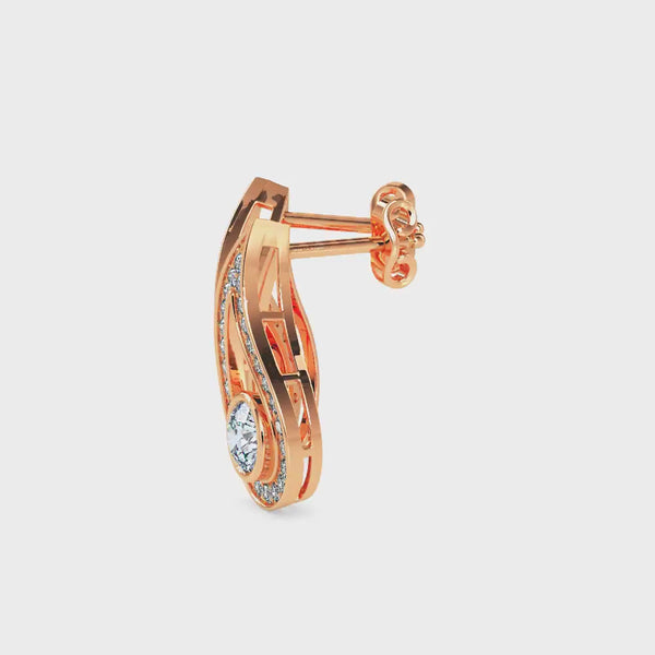 Trybik Diamond Solitaire Earring Rose Gold