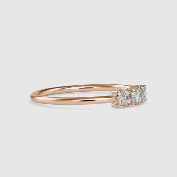 Ibelin Oval Stone Diamond Ring Rose Gold