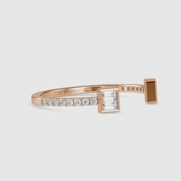 Baguette Diamond Halved Ring Rose Gold